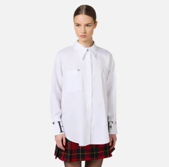 Elisabetta Franchi Shirts And Blouses|Poplin shirt with logo on cuffs White