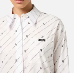 Elisabetta Franchi Shirts And Blouses|Printed poplin shirt with logo label White/Black