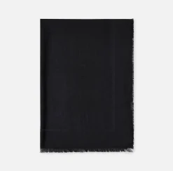 Elisabetta Franchi Scarves|Rectangular viscose jacquard pashmina scarf with logo lettering Black