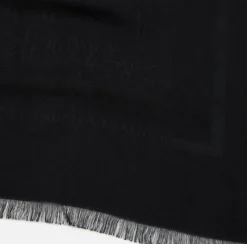 Elisabetta Franchi Scarves|Rectangular viscose jacquard pashmina scarf with logo lettering Black