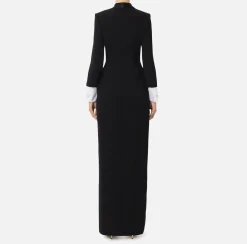 Elisabetta Franchi Red Carpet Dresses|Red Carpet|Red carpet crêpe dress with satin lapels Black