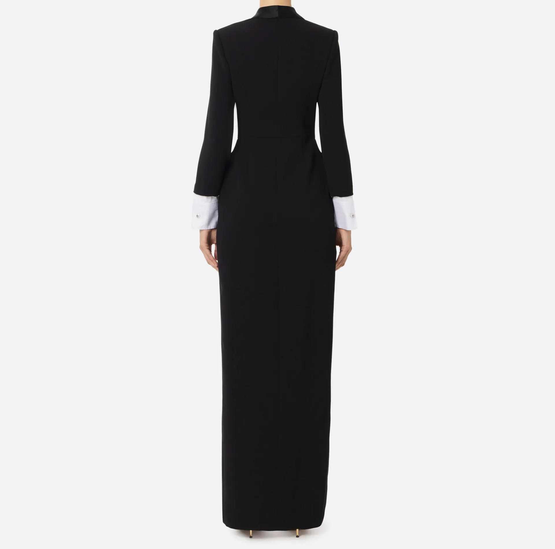 Elisabetta Franchi Red Carpet Dresses|Red Carpet|Red carpet crêpe dress with satin lapels Black