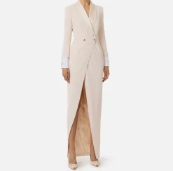 Elisabetta Franchi Red Carpet Dresses|Red Carpet|Red carpet crêpe dress with satin lapels Butter