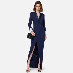 Elisabetta Franchi Red Carpet Dresses|Red Carpet|Red carpet crêpe dress with satin lapels