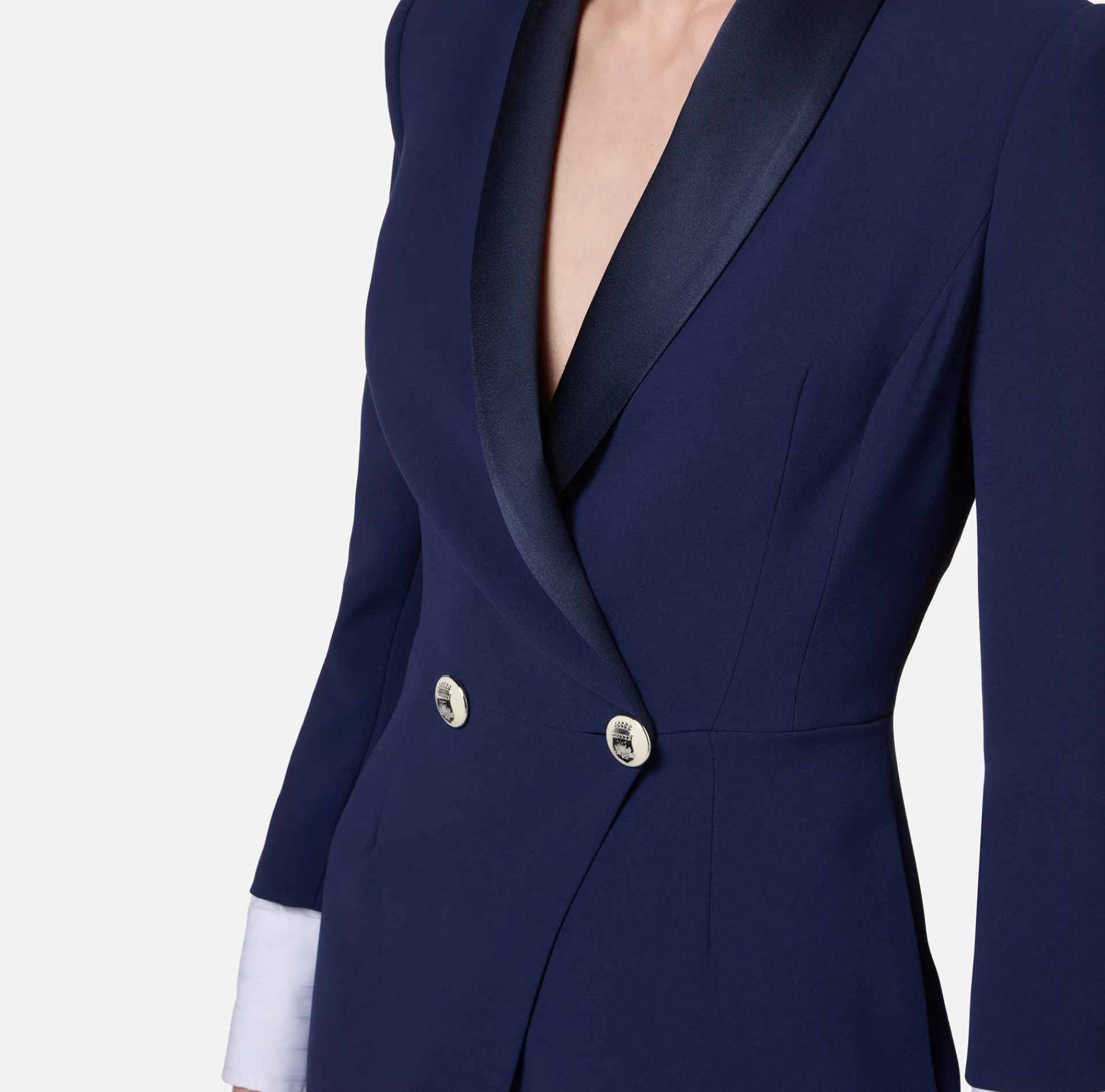 Elisabetta Franchi Red Carpet Dresses|Red Carpet|Red carpet crêpe dress with satin lapels
