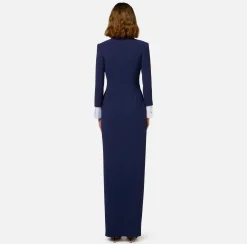 Elisabetta Franchi Red Carpet Dresses|Red Carpet|Red carpet crêpe dress with satin lapels
