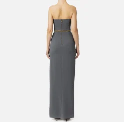 Elisabetta Franchi Red Carpet Dresses|Red Carpet|Red carpet dress in crêpe fabric with bustier neckline Steel