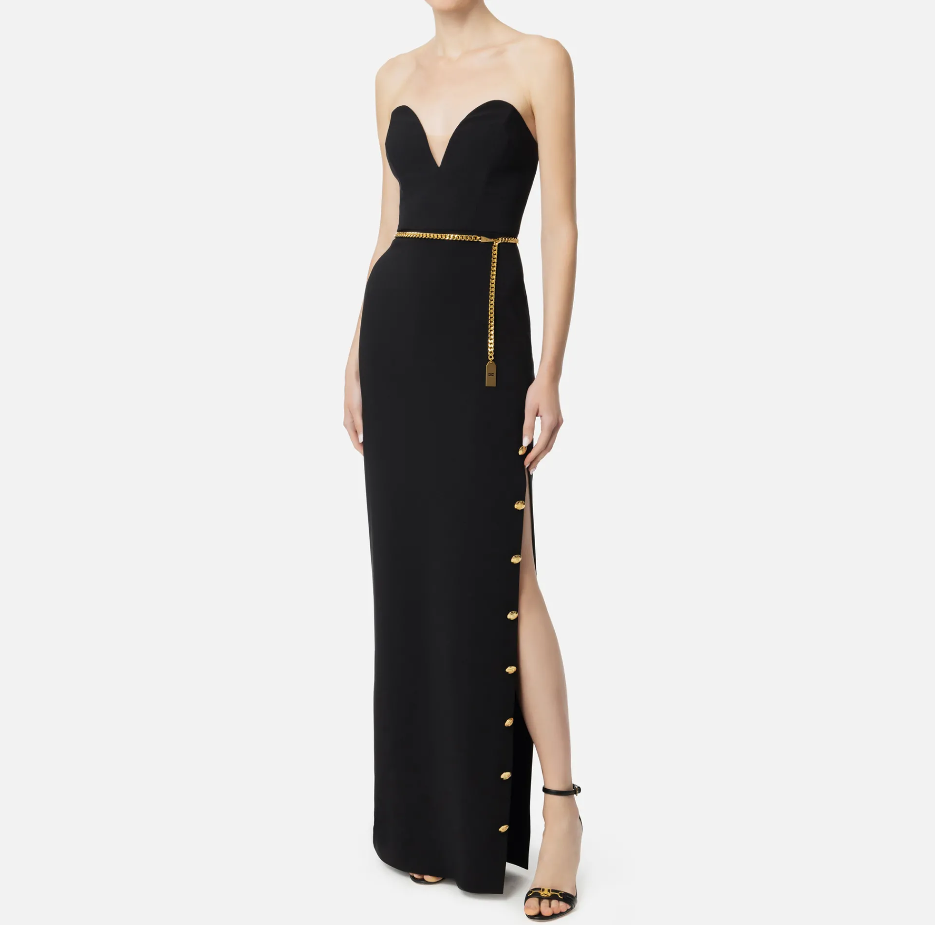 Elisabetta Franchi Red Carpet Dresses|Red Carpet|Red carpet dress in crêpe fabric with bustier neckline Black
