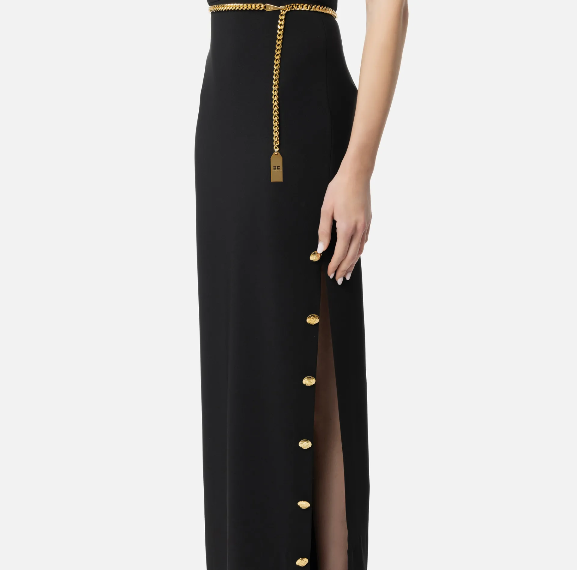 Elisabetta Franchi Red Carpet Dresses|Red Carpet|Red carpet dress in crêpe fabric with bustier neckline Black