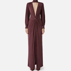 Elisabetta Franchi Red Carpet Dresses|Red Carpet|Red Carpet dress in cupro jersey with knot RougeNoir
