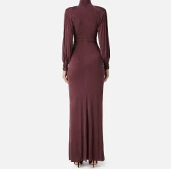 Elisabetta Franchi Red Carpet Dresses|Red Carpet|Red Carpet dress in cupro jersey with knot RougeNoir