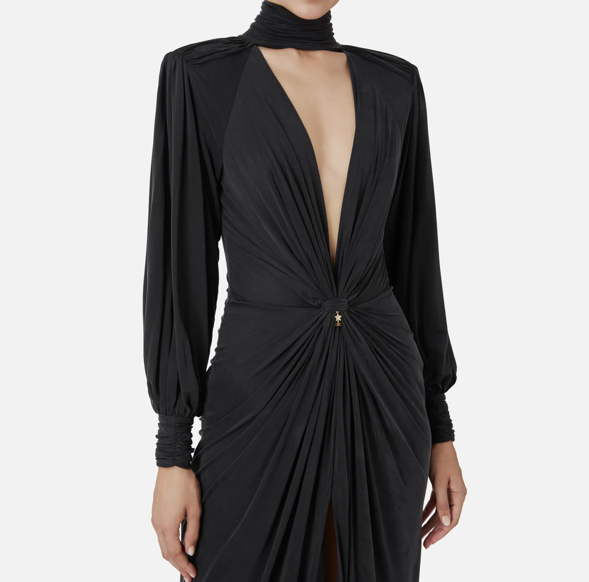 Elisabetta Franchi Red Carpet Dresses|Red Carpet|Red Carpet dress in cupro jersey with knot Black