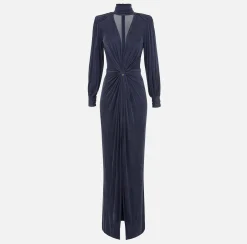 Elisabetta Franchi Red Carpet Dresses|Red Carpet|Red Carpet dress in cupro jersey with knot Navy