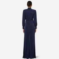 Elisabetta Franchi Red Carpet Dresses|Red Carpet|Red Carpet dress in cupro jersey with knot Navy