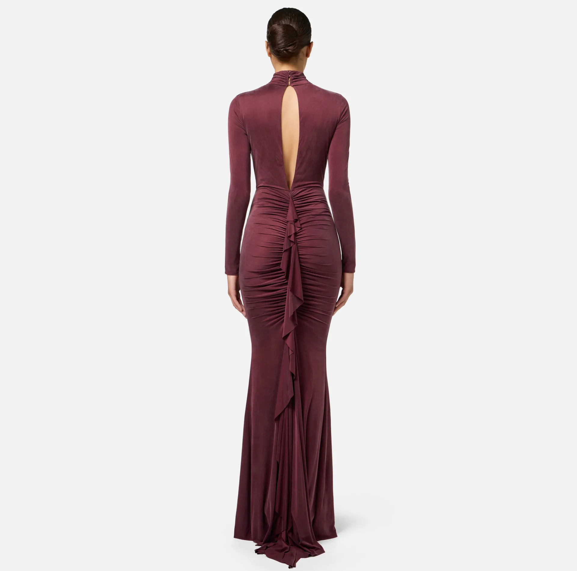Elisabetta Franchi Red Carpet Dresses|Red Carpet|Red carpet dress in draped jersey with necklace RougeNoir