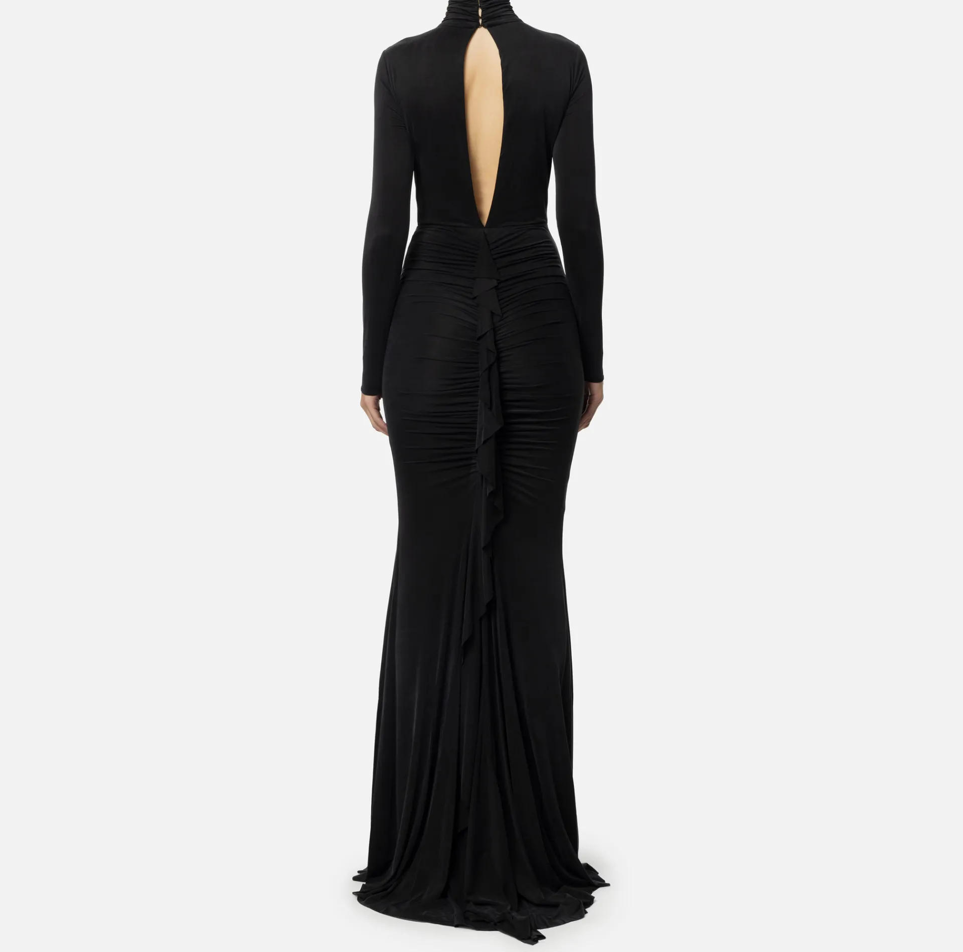 Elisabetta Franchi Red Carpet Dresses|Red Carpet|Red carpet dress in draped jersey with necklace Black