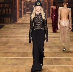 Elisabetta Franchi Red Carpet Dresses|Red Carpet|Red carpet dress in embroidered flock tulle fabric Black