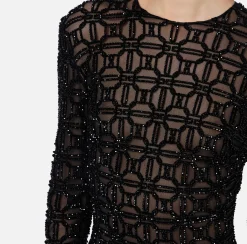 Elisabetta Franchi Red Carpet Dresses|Red Carpet|Red carpet dress in embroidered flock tulle fabric Black