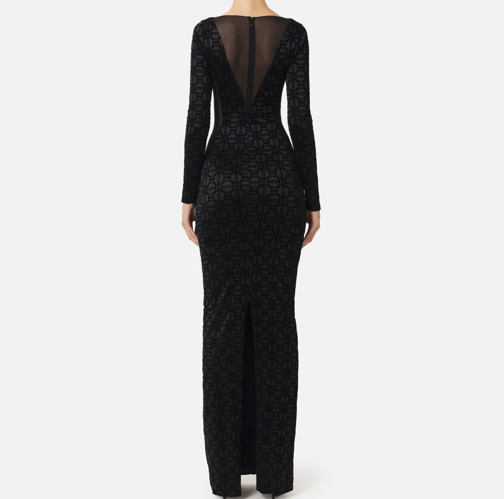 Elisabetta Franchi Red Carpet Dresses|Red Carpet|Red carpet dress in flock Lycra and tulle fabric Black