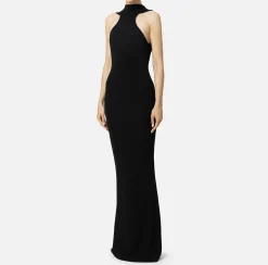 Elisabetta Franchi Red Carpet Dresses|Red Carpet|Red carpet dress in jersey with necklace on the back Black