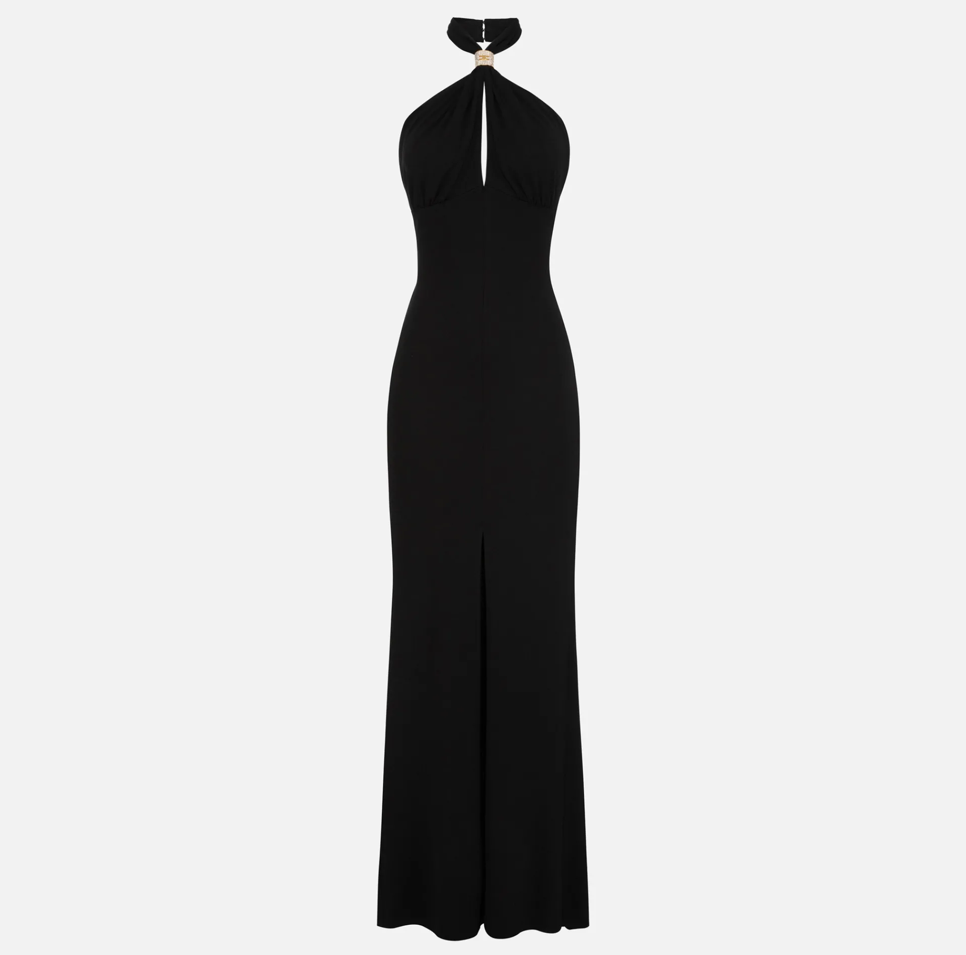 Elisabetta Franchi Dresses|Red Carpet Dresses|Red carpet dress in jersey with draping and logo plaque Black
