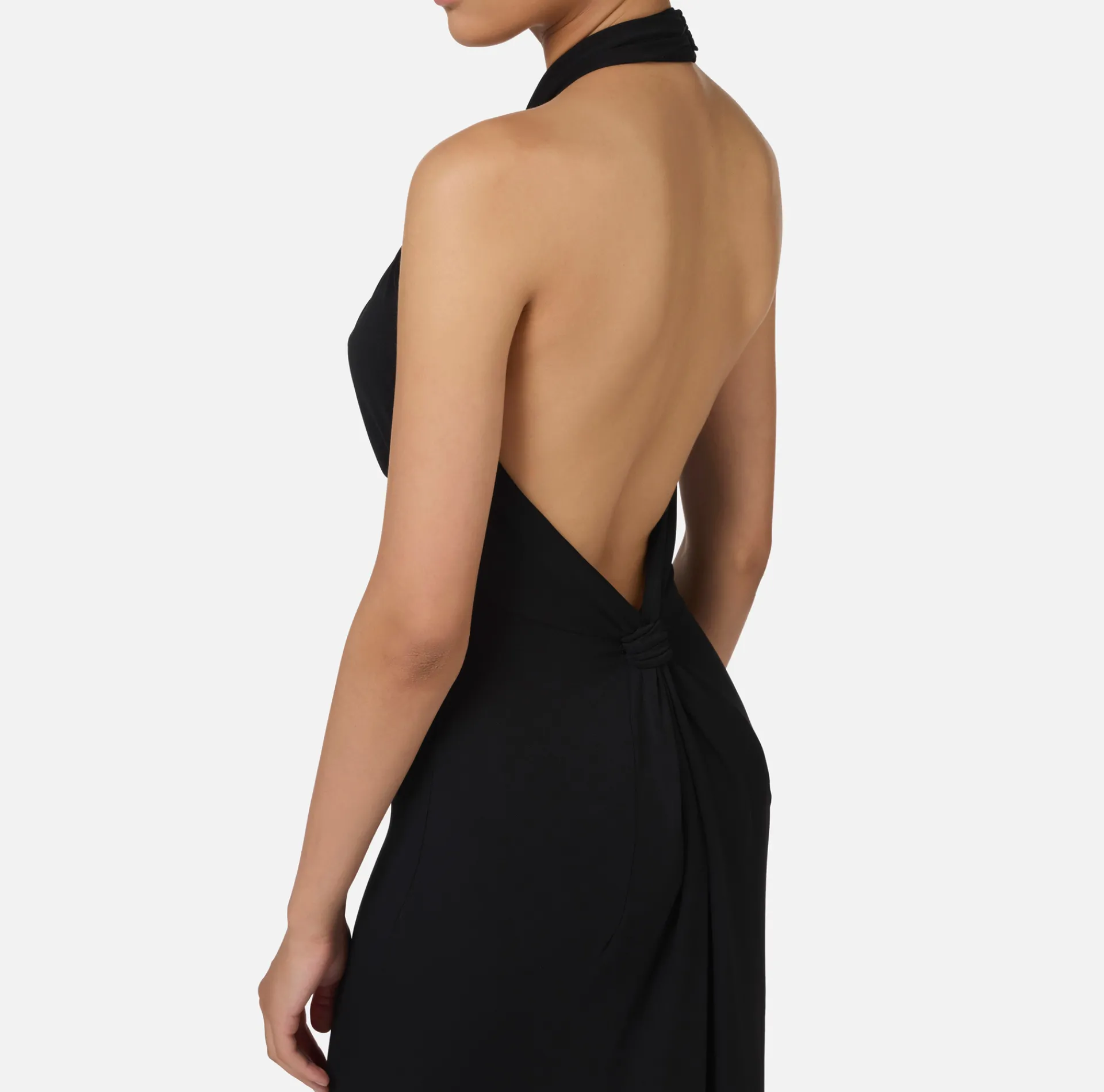 Elisabetta Franchi Dresses|Red Carpet Dresses|Red carpet dress in jersey with draping and logo plaque Black