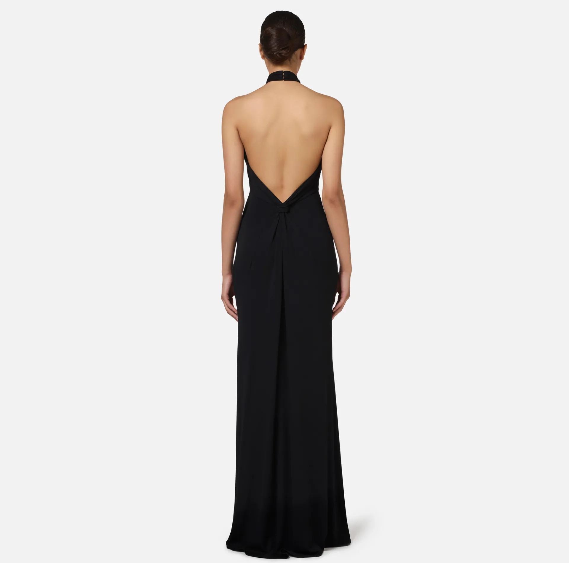 Elisabetta Franchi Dresses|Red Carpet Dresses|Red carpet dress in jersey with draping and logo plaque Black