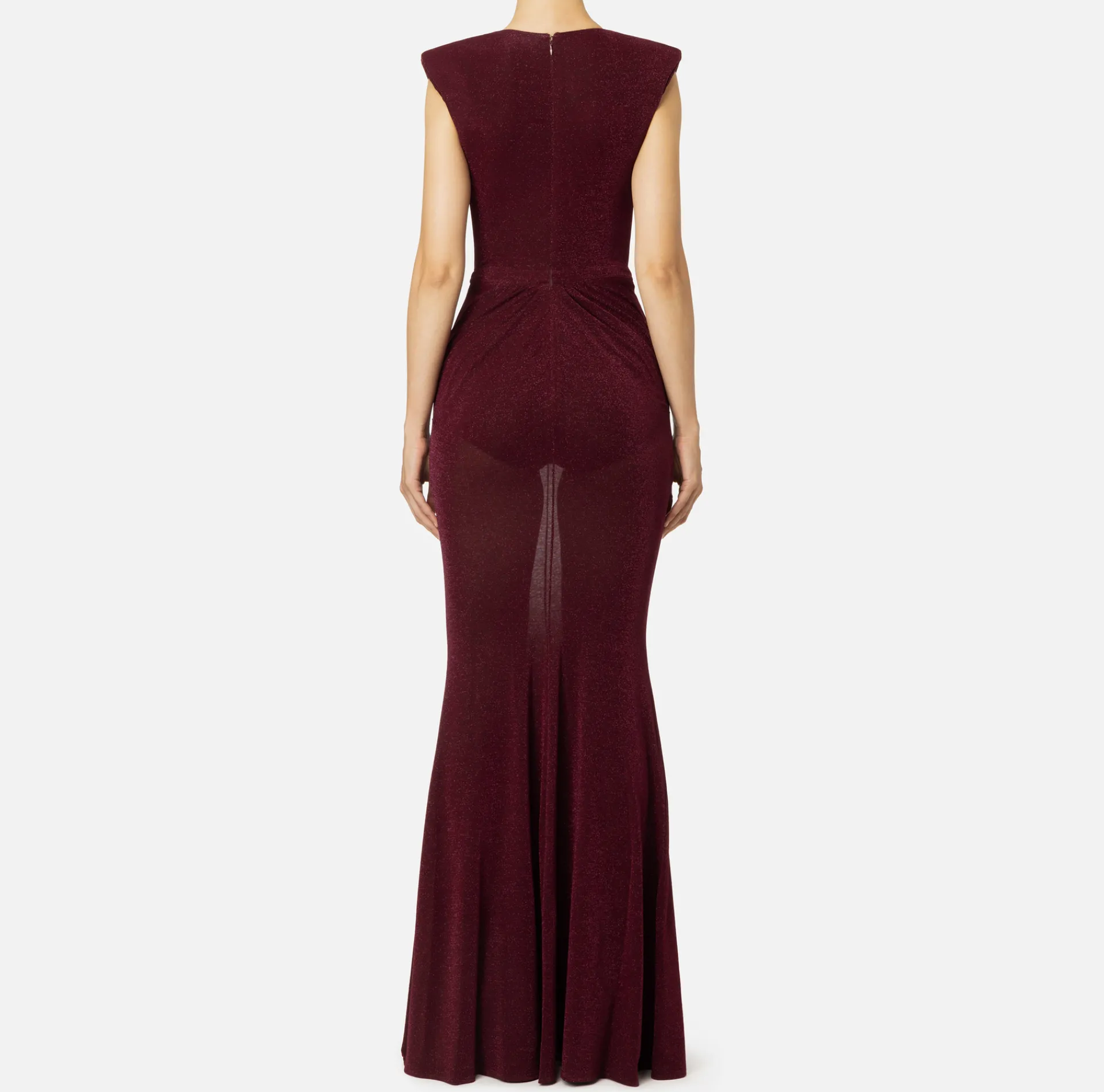 Elisabetta Franchi Red Carpet Dresses|Red Carpet|Red carpet dress in lurex jersey with bra RougeNoir/Black