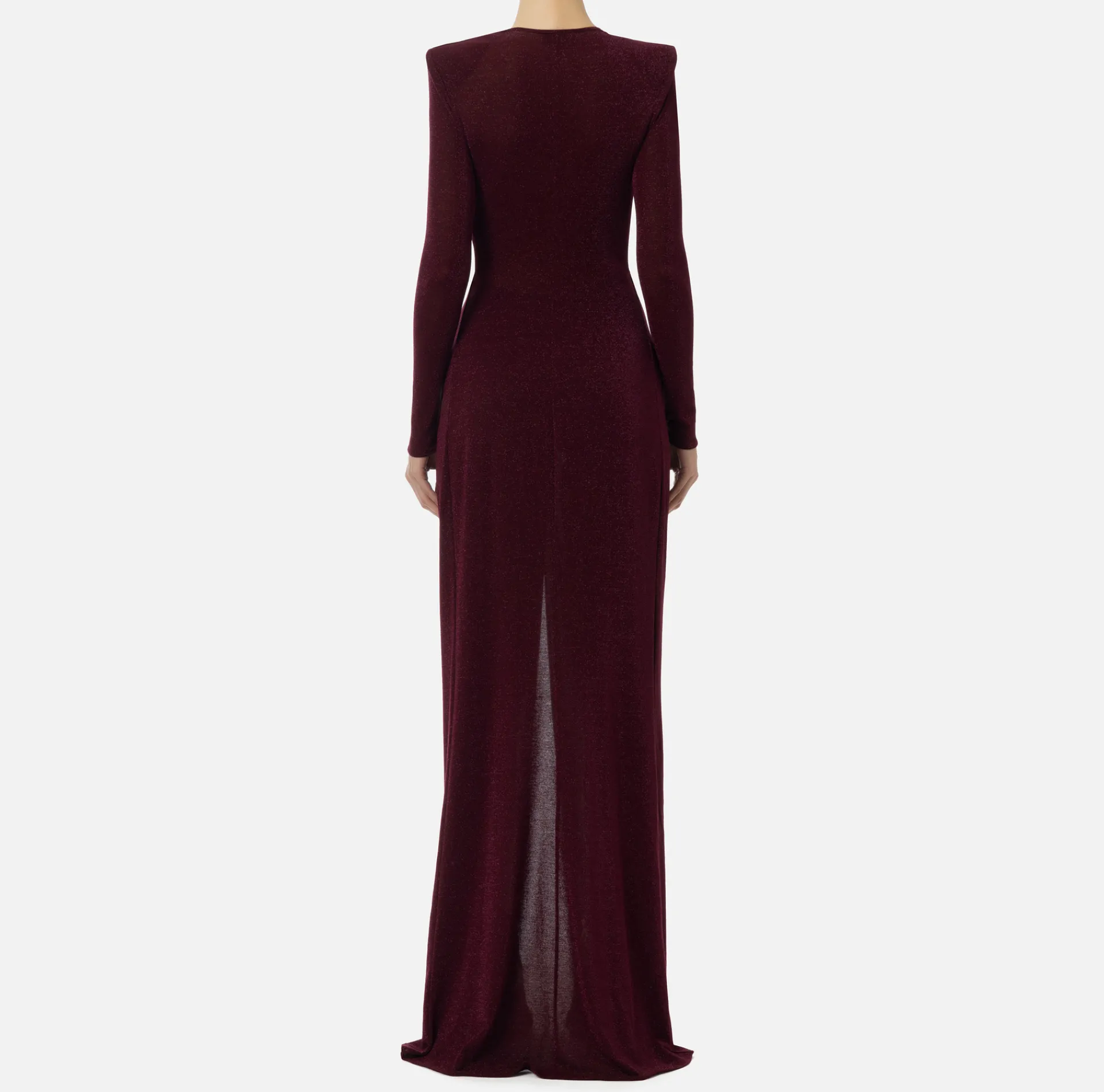 Elisabetta Franchi Dresses|Red Carpet Dresses|Red carpet dress in lurex jersey with knot and logo accessory RougeNoir