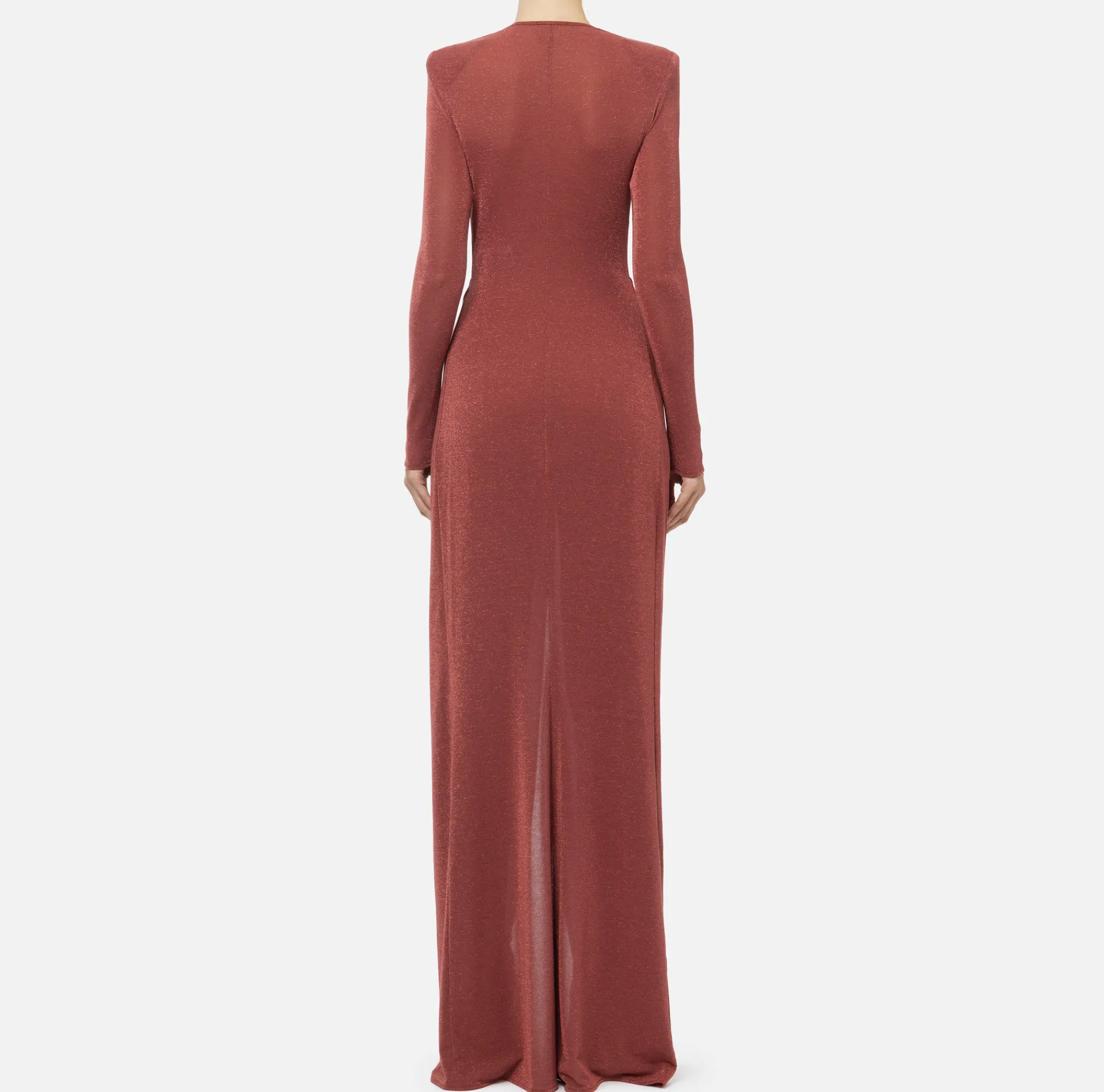 Elisabetta Franchi Dresses|Red Carpet Dresses|Red carpet dress in lurex jersey with knot and logo accessory Eyeshadow