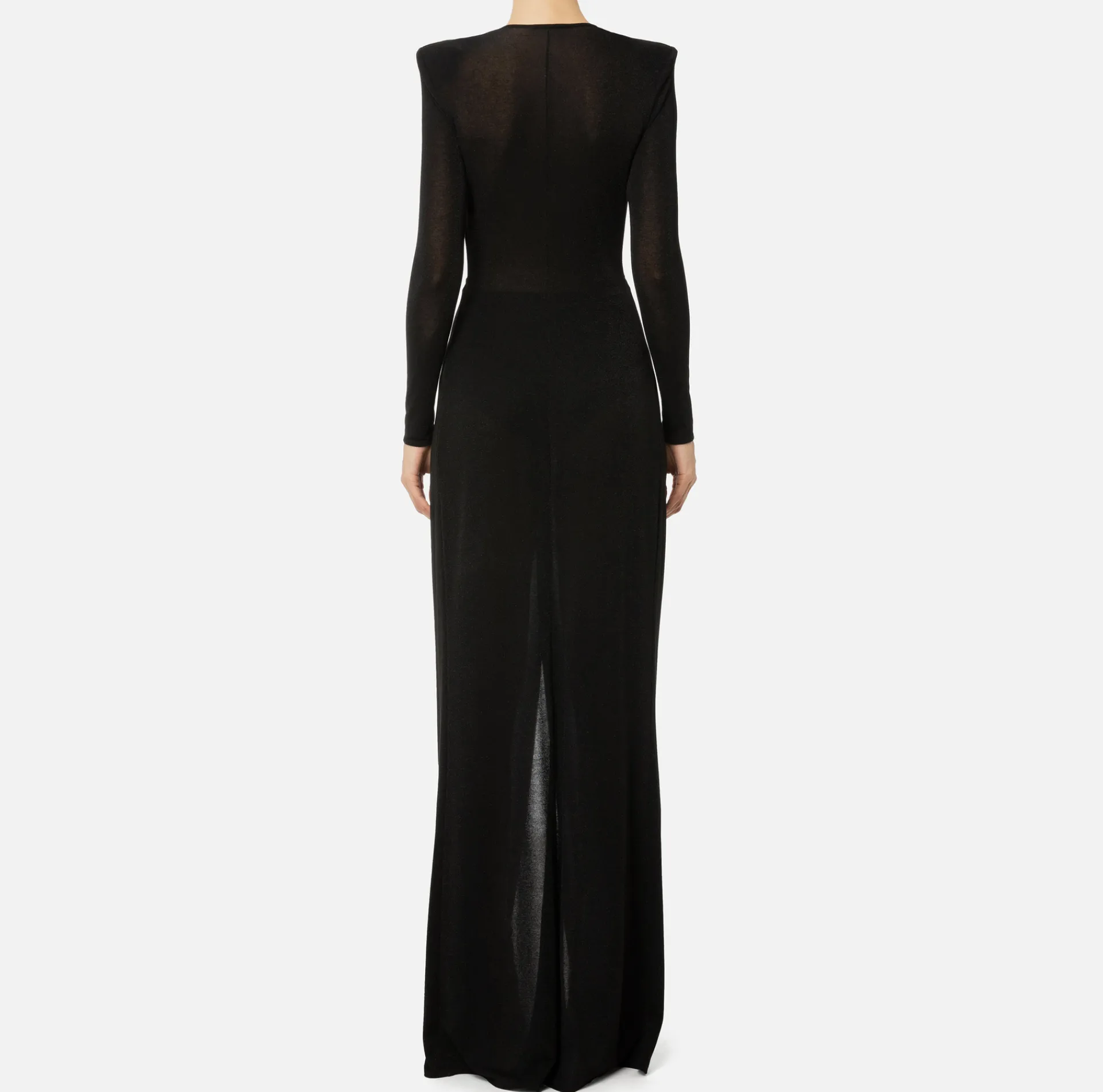 Elisabetta Franchi Dresses|Red Carpet Dresses|Red carpet dress in lurex jersey with knot and logo accessory Black