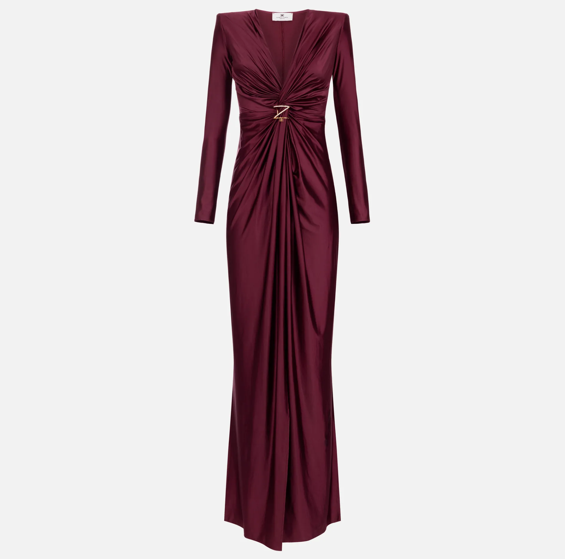 Elisabetta Franchi Red Carpet Dresses|Red Carpet|Red carpet dress in Lycra with knot and logo accessory RougeNoir