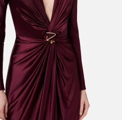 Elisabetta Franchi Red Carpet Dresses|Red Carpet|Red carpet dress in Lycra with knot and logo accessory RougeNoir