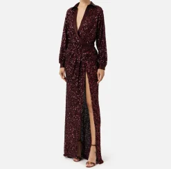 Elisabetta Franchi Red Carpet|Red Carpet Dresses|Red carpet sequin dress with satin inserts RougeNoir