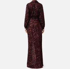 Elisabetta Franchi Red Carpet|Red Carpet Dresses|Red carpet sequin dress with satin inserts RougeNoir