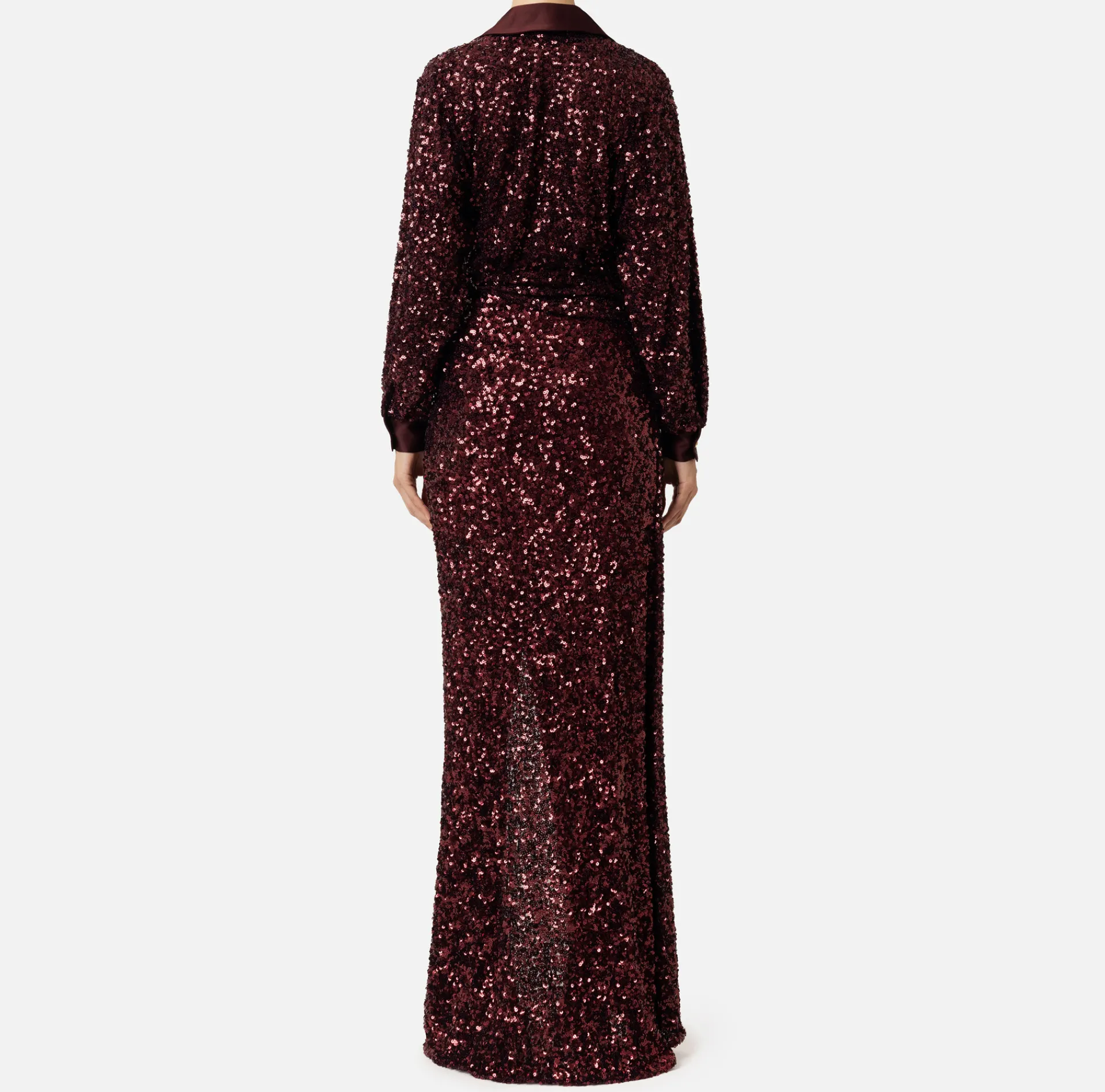 Elisabetta Franchi Red Carpet|Red Carpet Dresses|Red carpet sequin dress with satin inserts RougeNoir