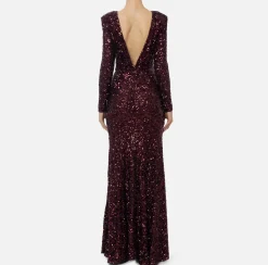 Elisabetta Franchi Red Carpet Dresses|Red Carpet|Red carpet sequin dress with chain and rhinestones RougeNoir