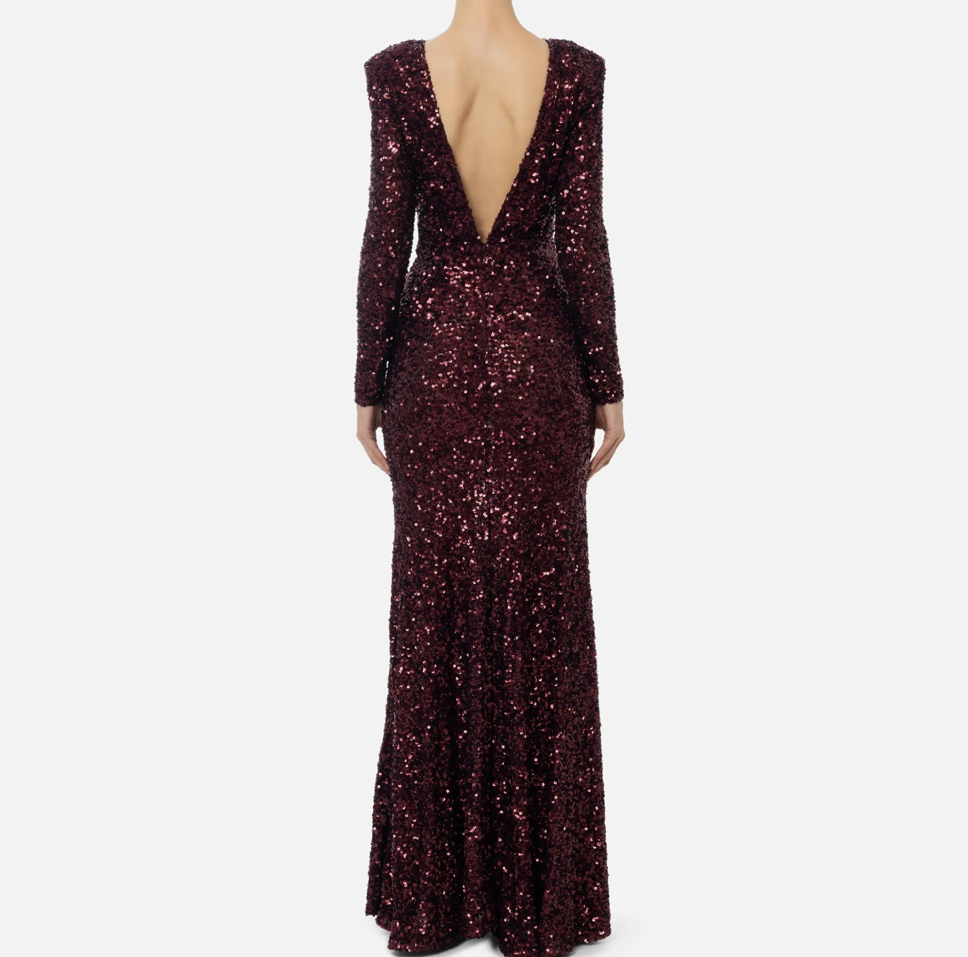 Elisabetta Franchi Red Carpet Dresses|Red Carpet|Red carpet sequin dress with chain and rhinestones RougeNoir