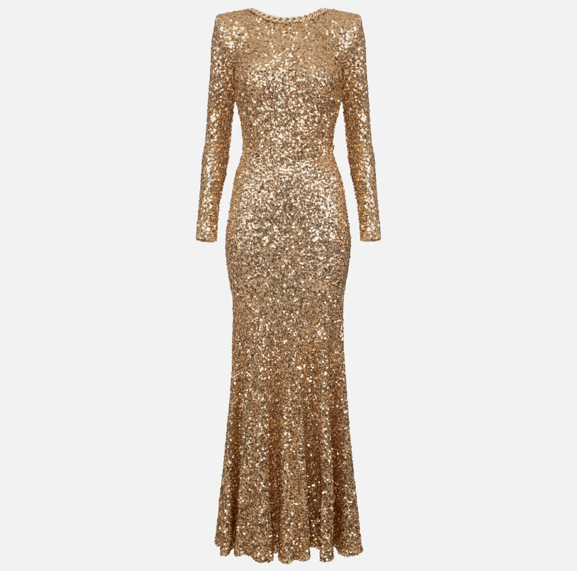 Elisabetta Franchi Dresses|Red Carpet|Red carpet sequin dress with chain and rhinestones