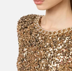 Elisabetta Franchi Dresses|Red Carpet|Red carpet sequin dress with chain and rhinestones
