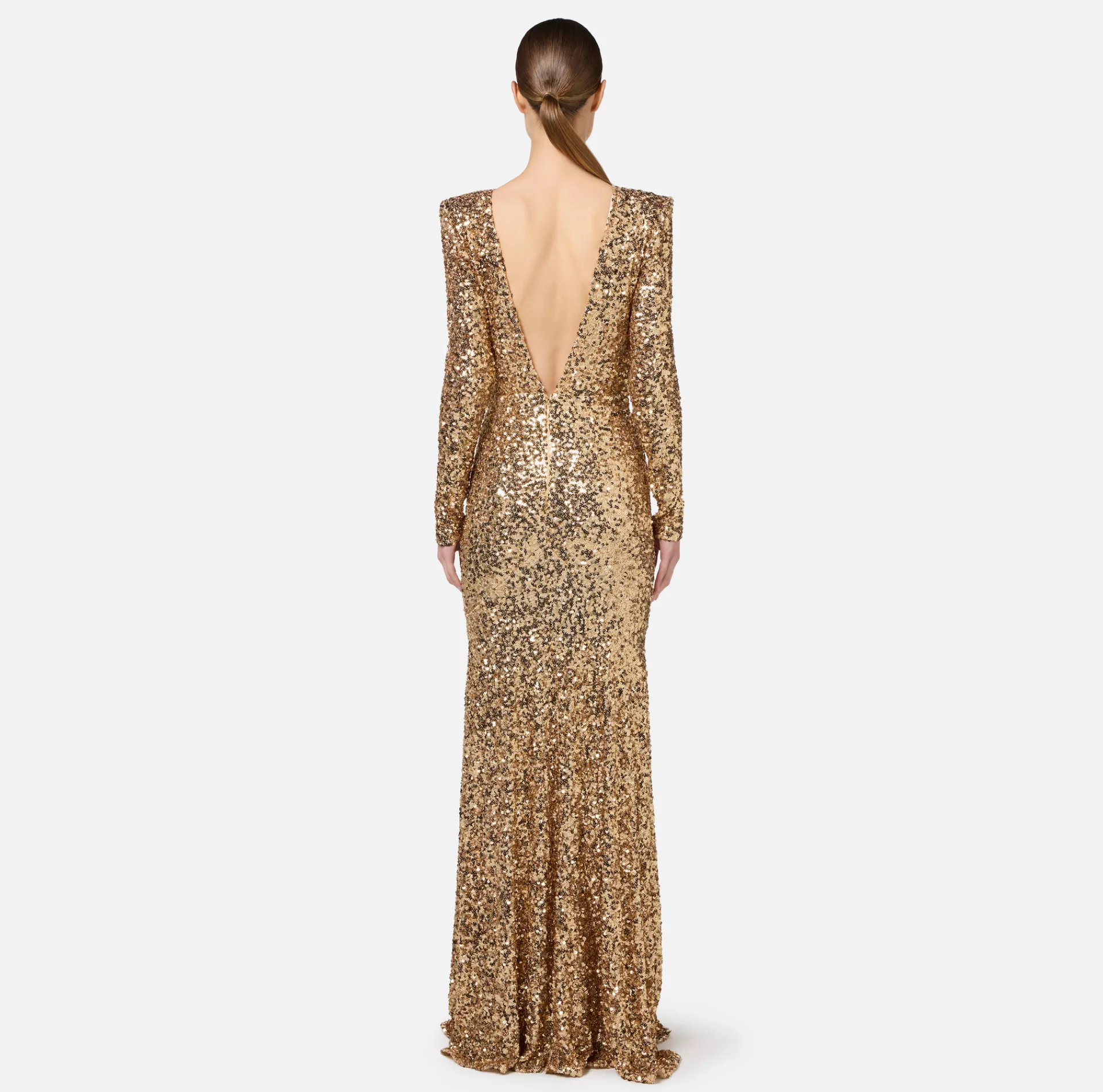Elisabetta Franchi Dresses|Red Carpet|Red carpet sequin dress with chain and rhinestones