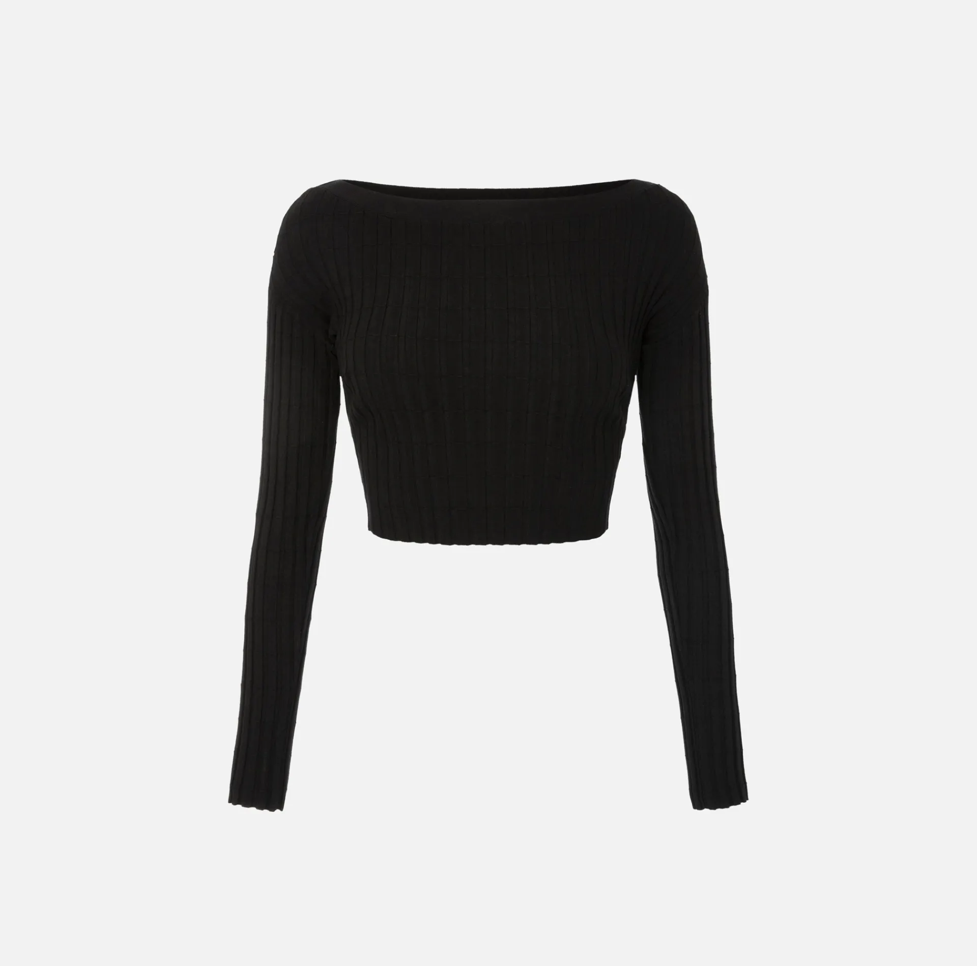 Elisabetta Franchi Knitwear And Sweatshirts|Ribbed viscose cropped top with button placket Black