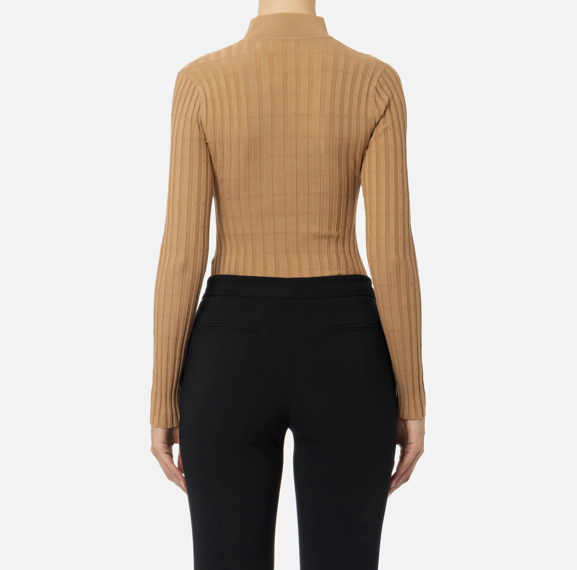 Elisabetta Franchi Knitwear And Sweatshirts|Ribbed viscose top with button placket Camel