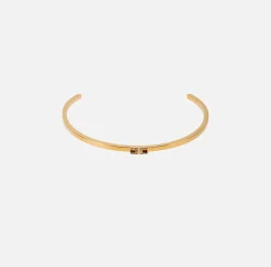 Elisabetta Franchi Jewelry|Rigid chocker with rhinestone logo YellowGold