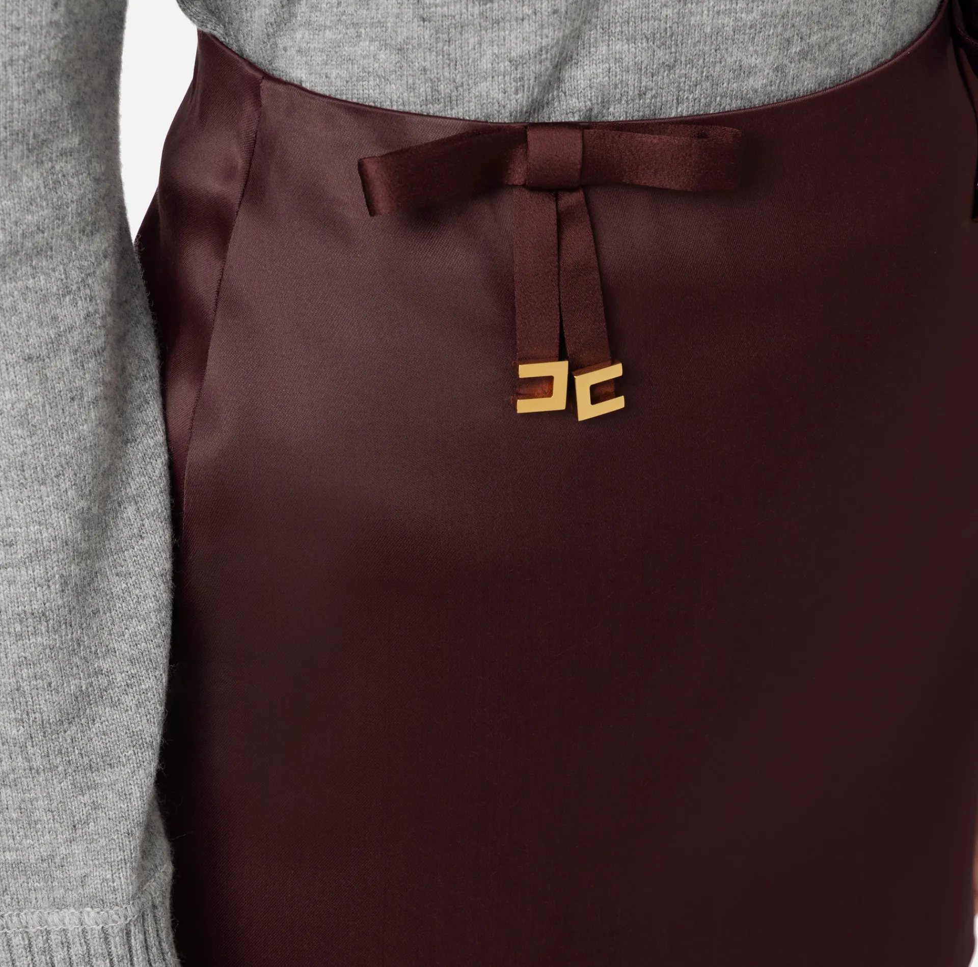 Elisabetta Franchi Skirts|Satin miniskirt with bows RougeNoir