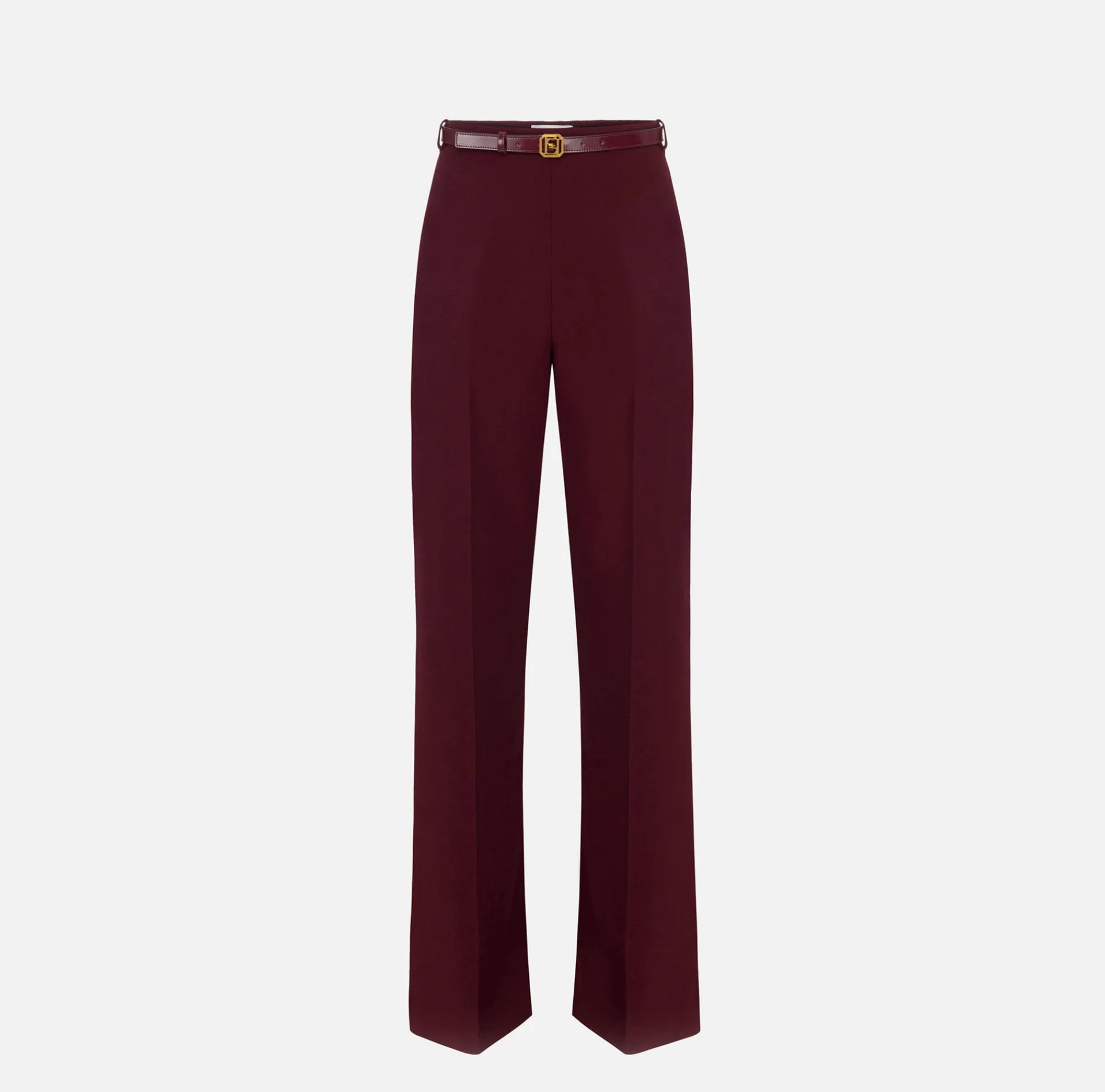 Elisabetta Franchi Trousers And Shorts|Satin palazzo trousers with belt RougeNoir