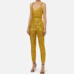 Elisabetta Franchi Jumpsuits|Sequin jumpsuit with belt Mimosa