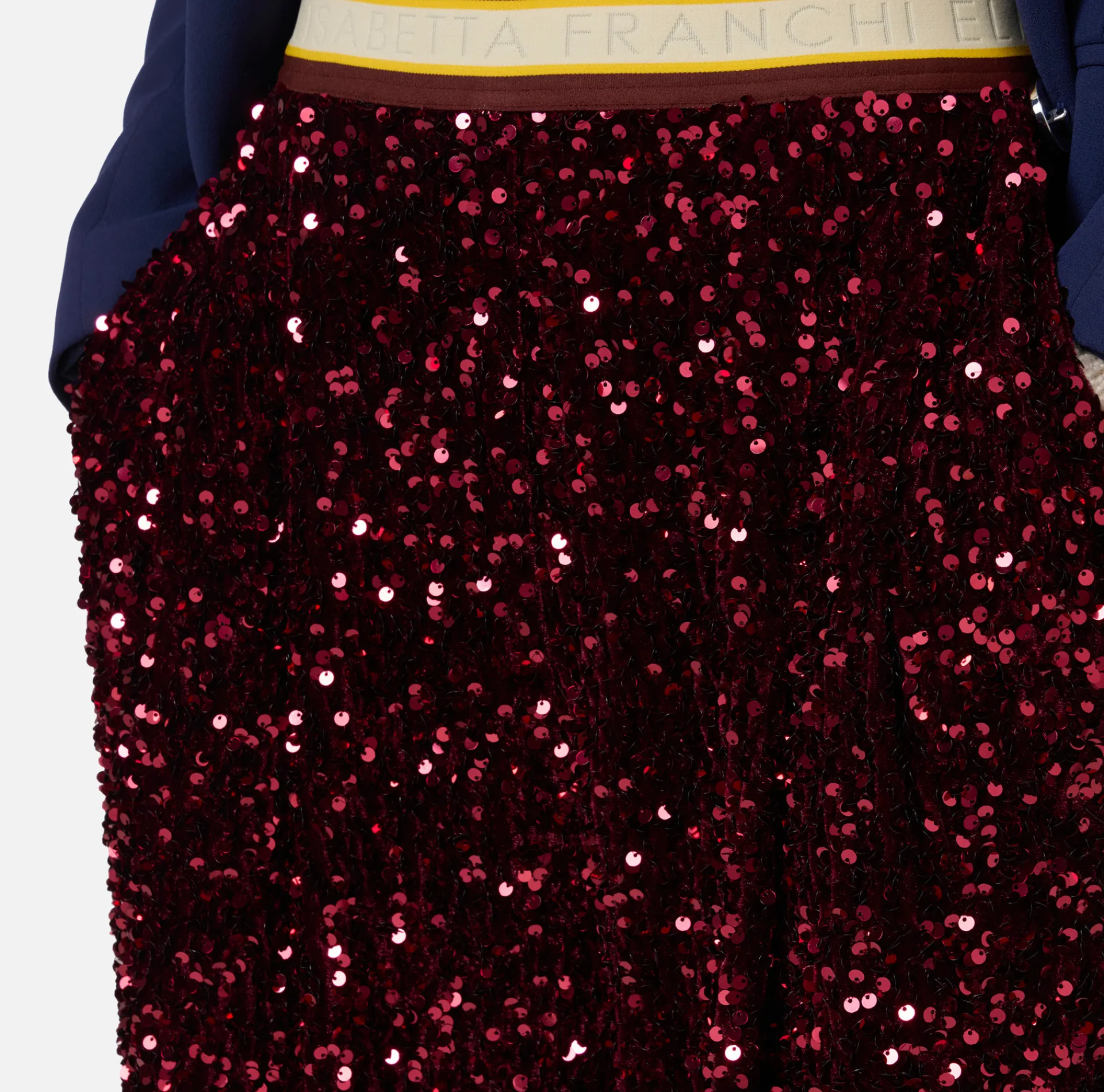 Elisabetta Franchi Trousers And Shorts|Tailleur|Sequin-embroidered chenille trousers RougeNoir