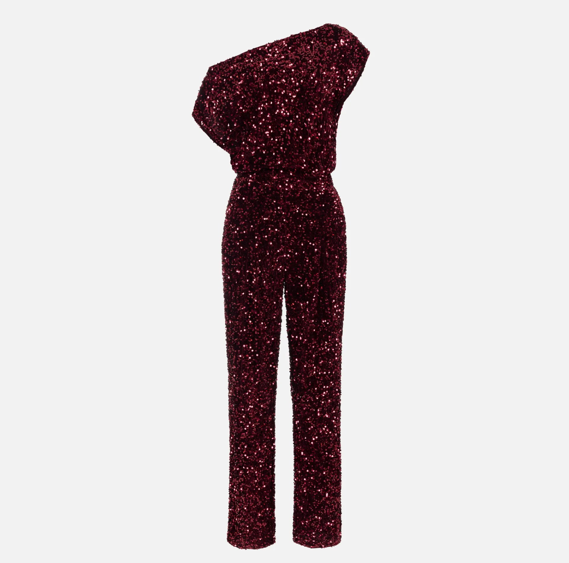 Elisabetta Franchi Jumpsuits|Sequin-embroidered chenille jumpsuit RougeNoir
