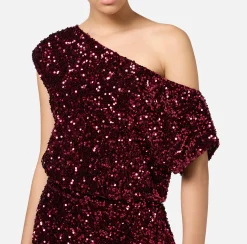 Elisabetta Franchi Jumpsuits|Sequin-embroidered chenille jumpsuit RougeNoir